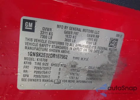 2013 Chevrolet Tahoe Commercial Fleet from USA, damaged, VIN 1GNSK2E02DR167962